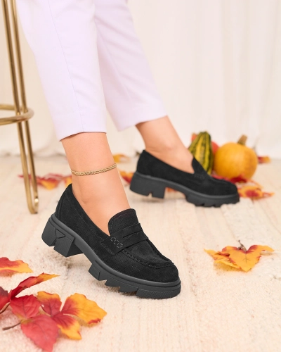 Royalfashion Schwarz Damen durchbrochene Mokassins Lace Glide