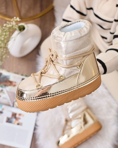 Royalfashion Goldfarbene Damen-Schneestiefel zum Schnüren Yevnoie