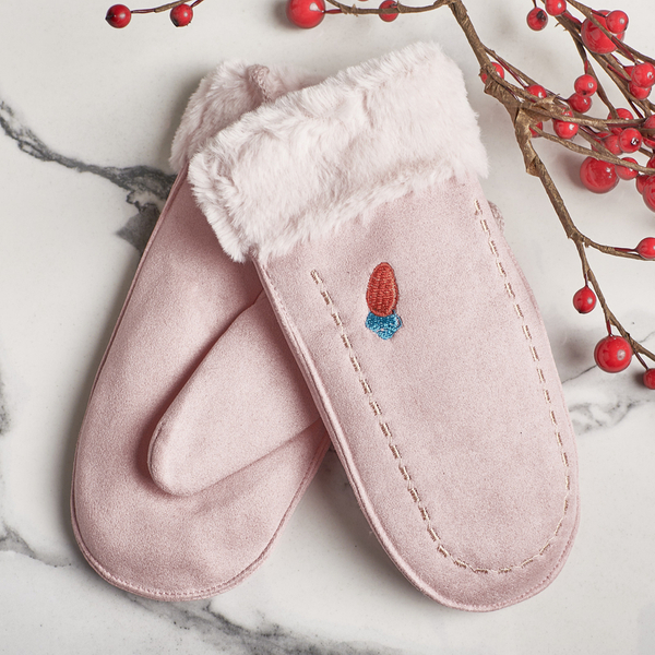 Rosa Kinderhandschuhe an einer Schnur und Handschuhe - Handschuhe