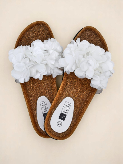 Royalfashion Damen Pantoletten mit Blümchen Flora Soft