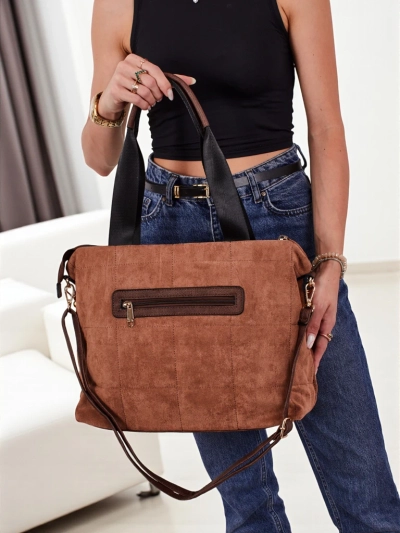 Aurelia Toscana Große braune A4 Wildledertasche mit goldener Kette