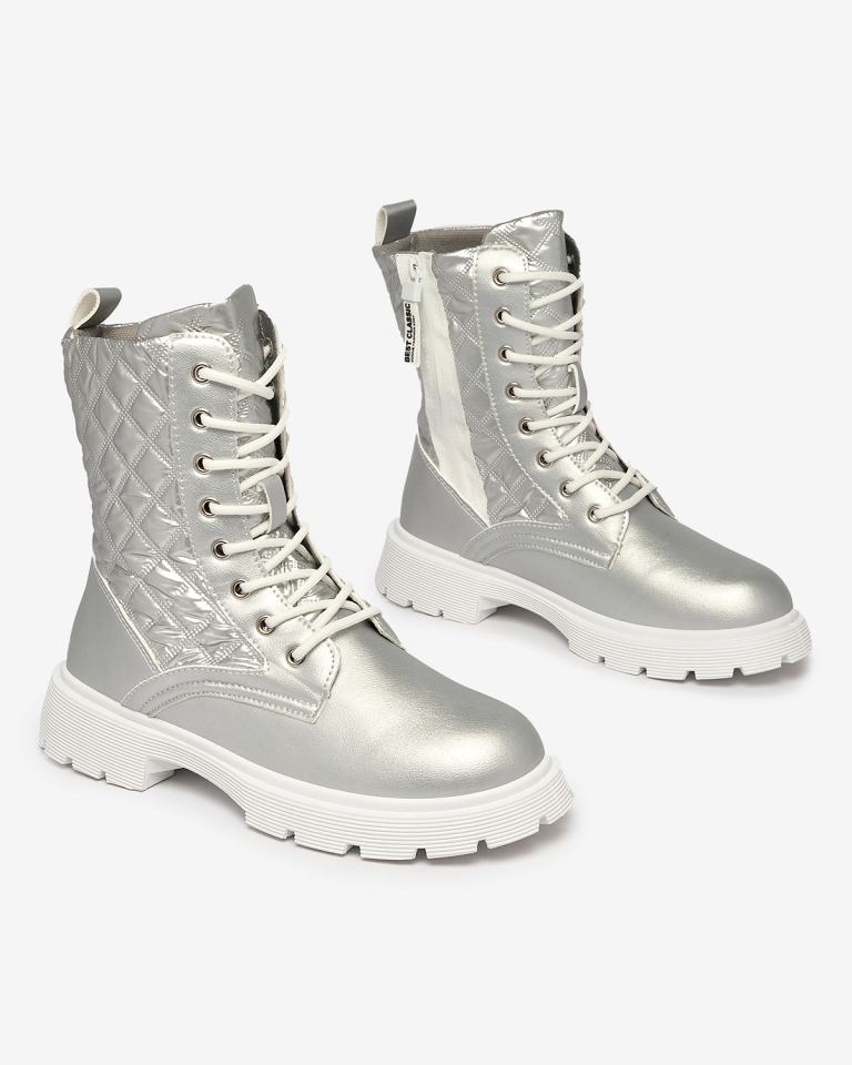 OUTLET Royalfashion Damen Schnürstiefel mit Silberprägung Leffga