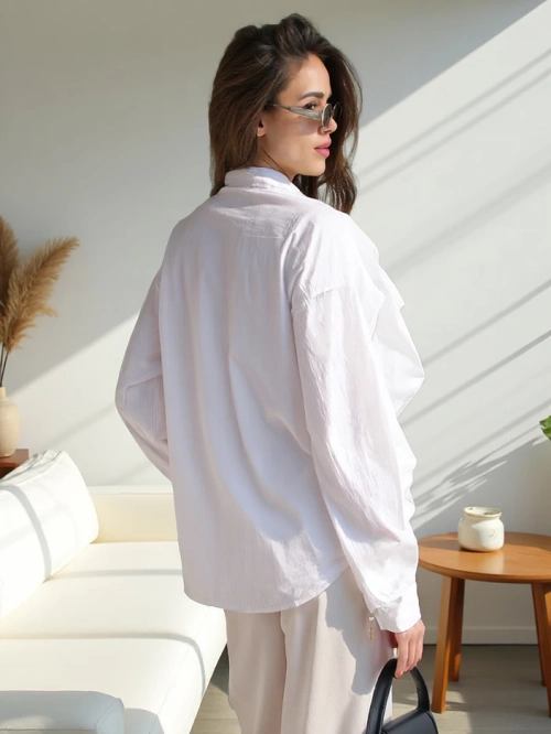 Royalfashion Котонова сорочка, прикрашена воланами та гудзиками.