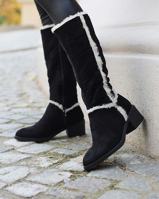 Schwarze Damenstiefel mit Fell Zerriva- Footwear