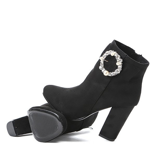 Czarne botki na słupku Emmaline- Obuwie