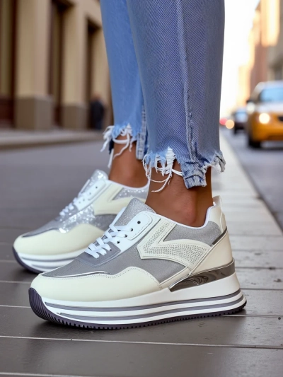 Royalfashion Damen Sneaker mit Glitzer Borovis
