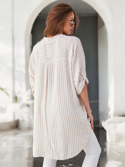 Royalfashion Damen Langarm-Viskosehemd mit Streifen