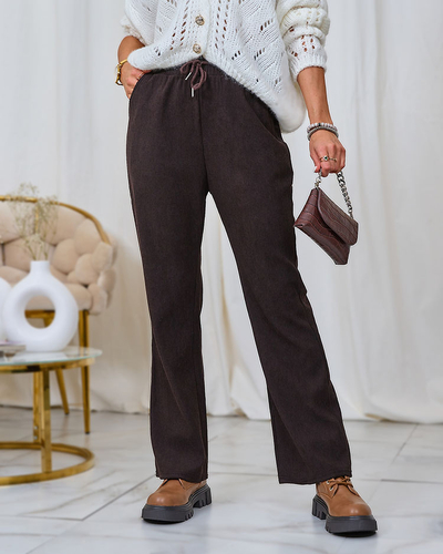 Royalfashion Damen Cordstoffhose in Dunkelbraun