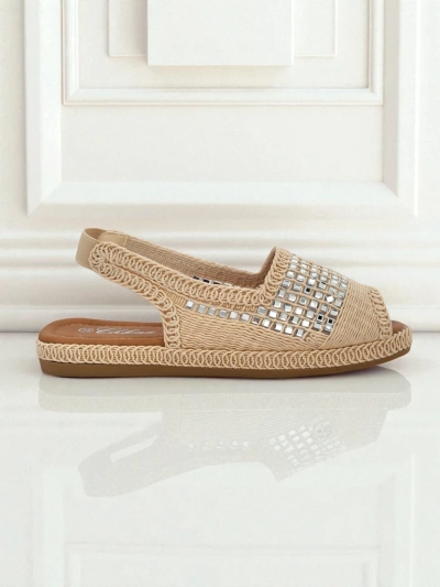 Damen-Espadrille-Sandalen mit Strasssteinen Belle Sparkle