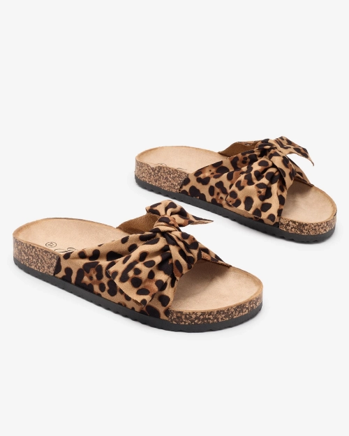Жіночі шльопанці з бантом в леопардовий візерунок Orofdo- Footwear