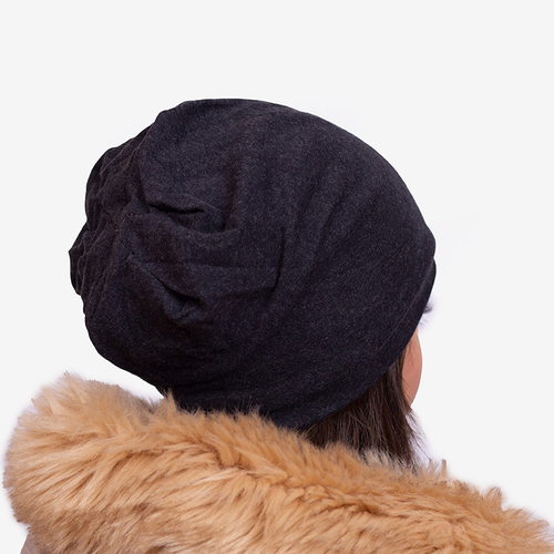Темно-синя жіноча утеплена шапка