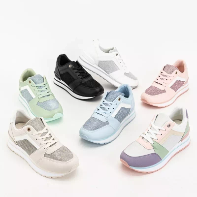 OUTLET Grüne Sport-Sneaker für Damen mit Glitzer Berilan - Schuhe