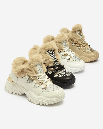 Жіночі спортивні туфлі з хутром чорного кольору Reyma- Взуття