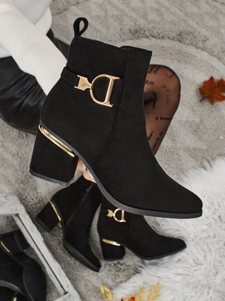 Damen Stiefeletten Calyssa aus Wildlederimitat mit Blockabsatz