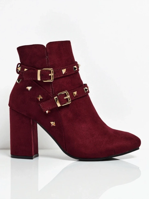 Botki Verentia zamszowe w bordowym kolorze