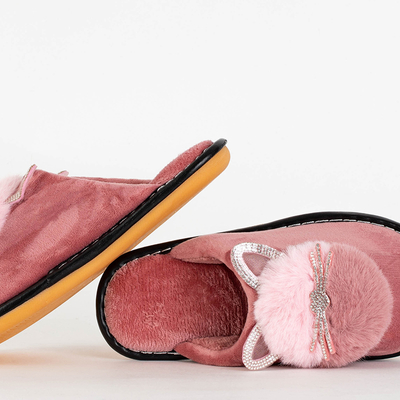 Rosa Damenhausschuhe mit Milonus Kätzchen - Schuhe