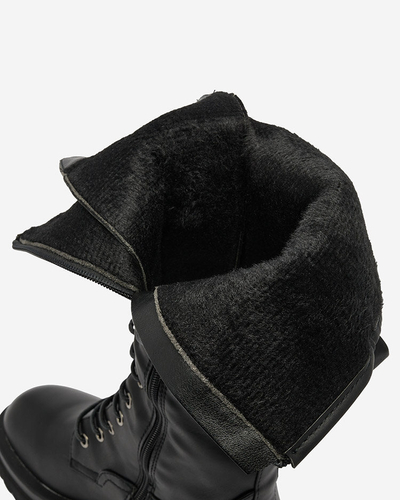 Royalfashion Schwarzer Damenschnürstiefel Decovbo