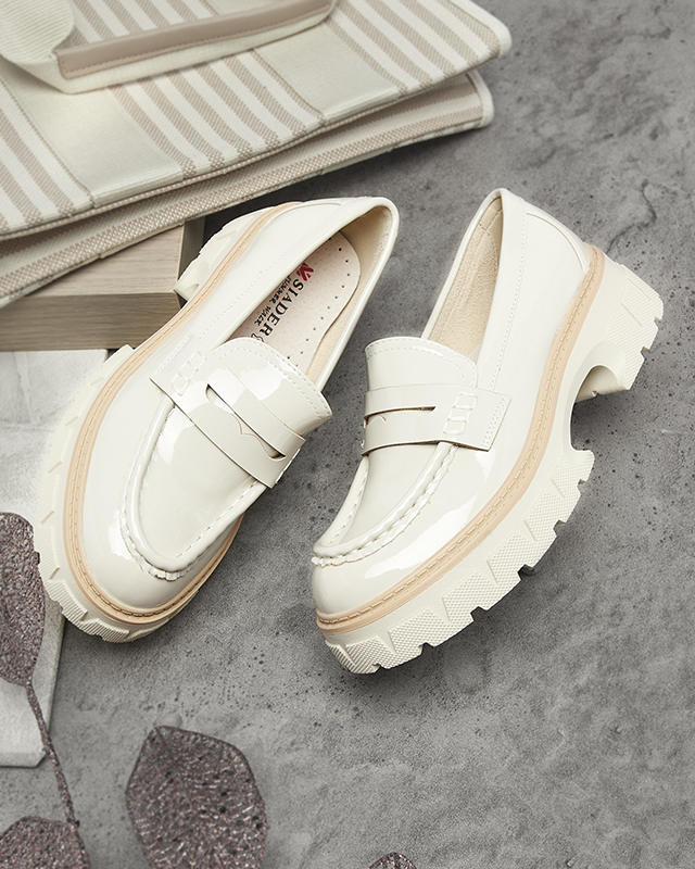 Beige lackierte Mokassins für Damen Mewira - Footwear