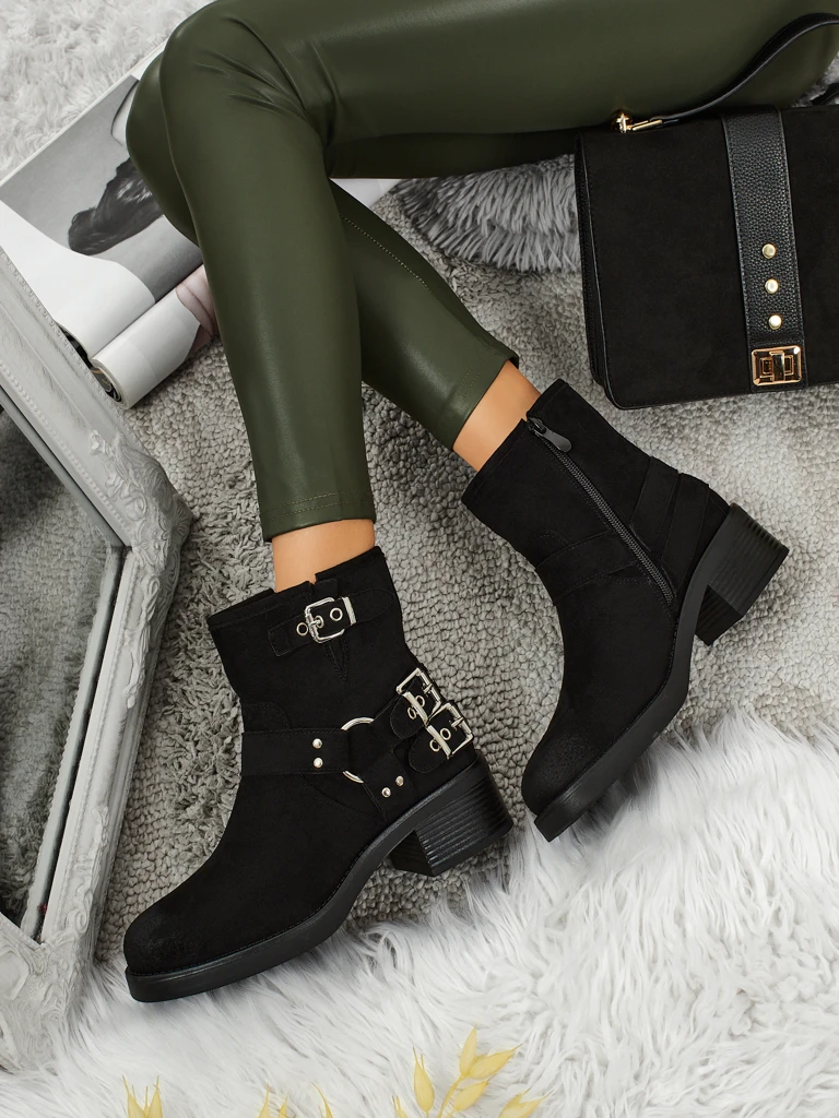 Damenstiefeletten aus Öko-Wildleder mit Schnallen Valtos