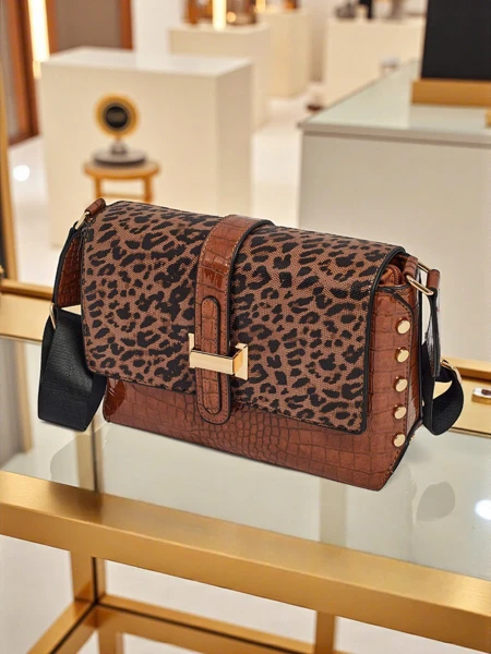 Lackierte kleine Damenhandtasche aus Öko-Leder Panthere Mist