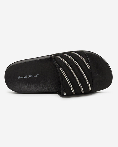 Schwarze Damen-Flip-Flops mit Zirkonen Erikis - Schuhe