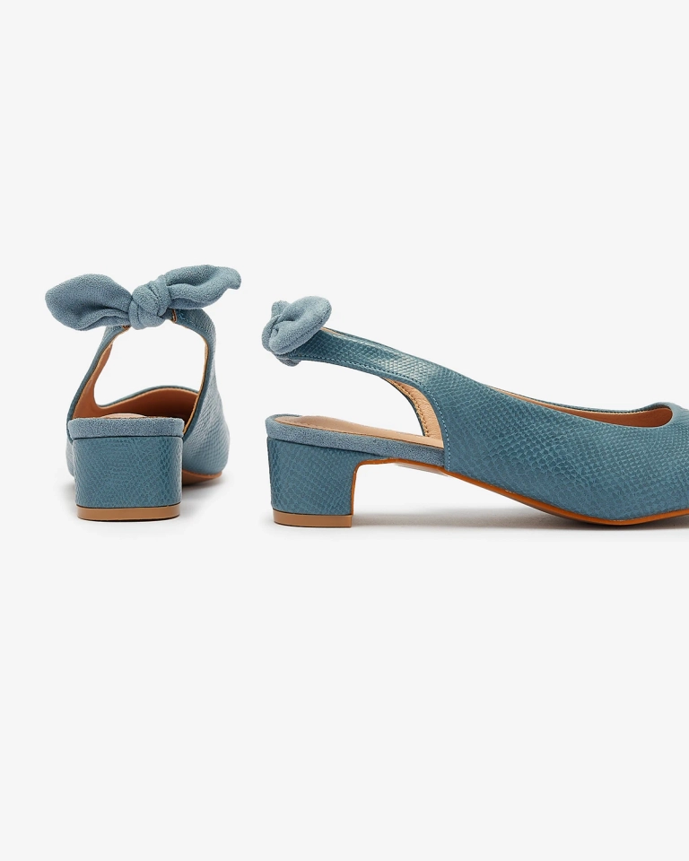 Blaue gefütterte Damenpumps mit Prägung und Schleife Olikasa - Footwear