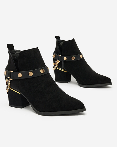 Royalfashion Schwarzer Damenstiefel mit niedrigem Schaft Straemas