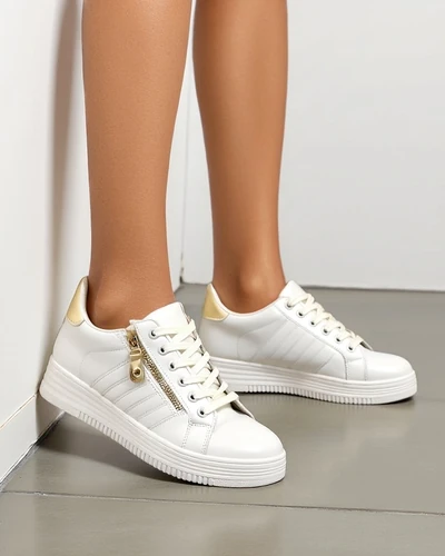 Royalfashion Damen Sport Sneakers mit dekorativem Reißverschluss Evrove