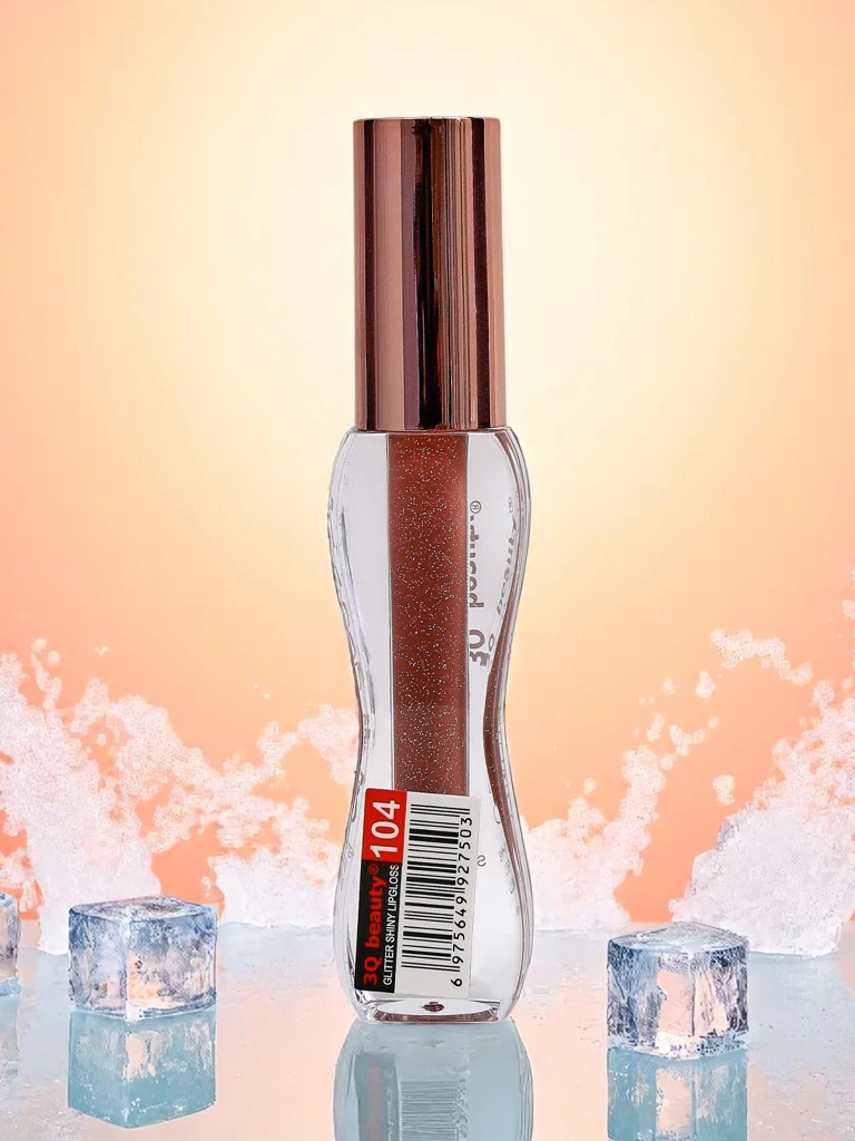 Lippengloss mit Glitzer in der Farbe Simulation