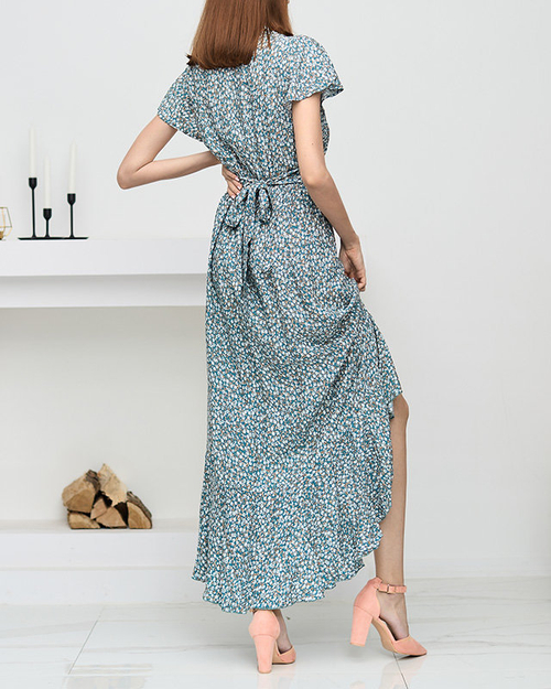 Жіноча зелена сукня з квітковими оборками - Одяг