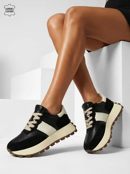 Sportliche Damen-Sneakers aus Naturleder Naterre
