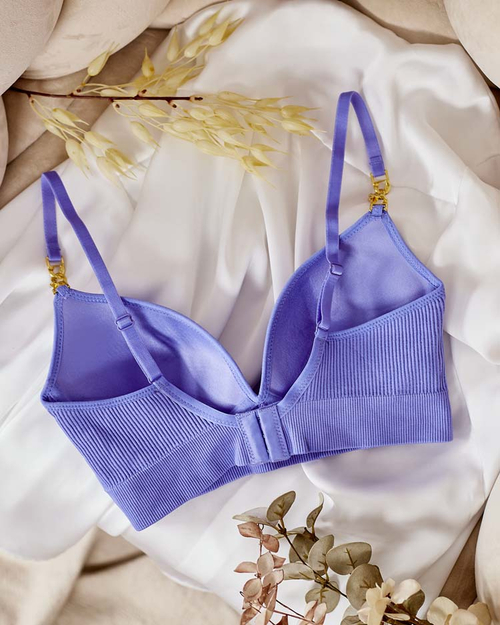 Royalfashion Жіночий ребристий бюстгальтер з декоративними бретелями