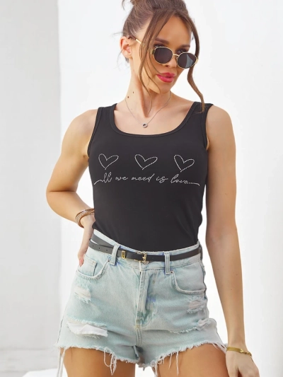 Royalfashion Damen Baumwoll-Camisole-Top mit Herzen