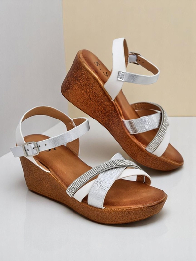 Royalfashion Damen Wedgesandalen mit Strasssteinen und Glitzer Glittera