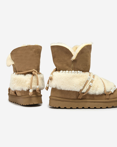 Royalfashion Damen Schneestiefel mit Perlen Cuvilav