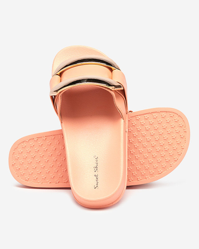 Royalfashion Orange Damen Flip-Flops mit Golddekoration Serina