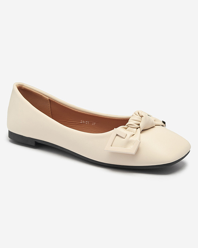 Beige Damen-Ballerinas mit Verzierung auf der Nase Caxien- Footwear