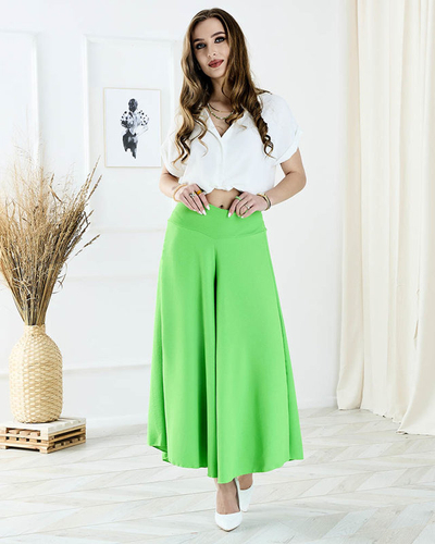 Grüne weite Damen-Palazzo-Hose - Kleidung