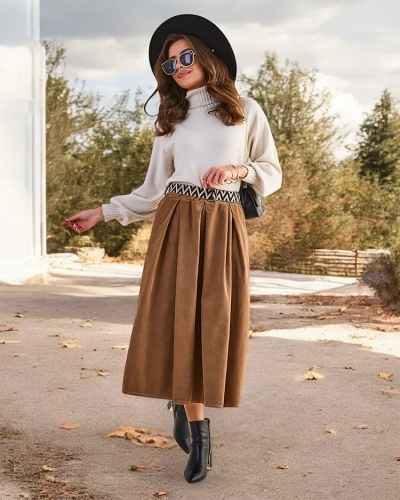 Royalfashion Damen Cord-Midi-Rock