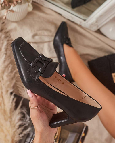 Damen-Pumps im Mokassin-Stil in Schwarz Mokwell-Footwear