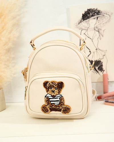 Royalfashion Kleiner Damenrucksack aus Ökoleder mit Teddybär