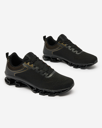 Royalfashion Schwarz-goldene Herren-Sportschuhe Setorla