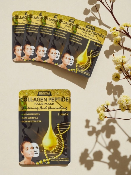 Aurora Collagenus Peptid Maske – Aufhellende Gesichtsmaske Haokali 10 Stk.