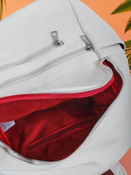 Плетений Жіночий Рюкзак AURELIA Grande – Екологічна Шкіра Біла Królewska Moda