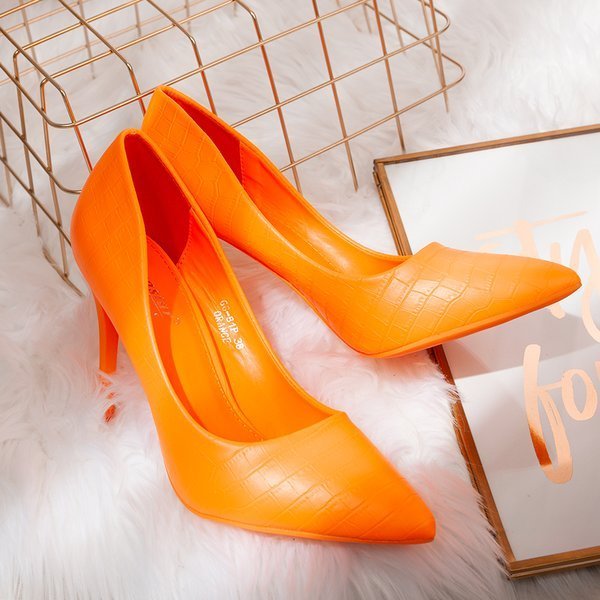 Orange Neon Heels mit Tierstickerei Rio - Footwear 1