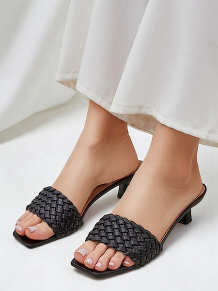 Sandalen Callista Nero – Schwarze Damen-Stilettos aus ökologischem Leder, Sommer