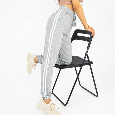 Graue Damen-Jogginghose mit weißen Streifen - Kleidung