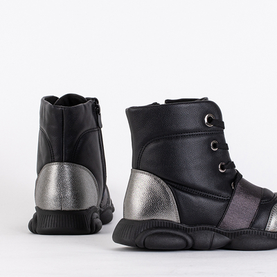Schwarze Kinderstiefel mit silbernen Einsätzen Kaliaso - Schuhe