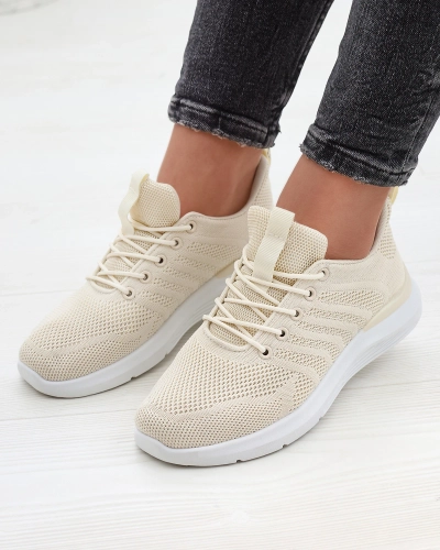 Cremefarbene Damen Sportschuhe aus Stoff Bofia - Schuhe