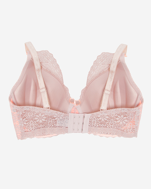 Рожевий бюстгальтер з сірим мереживом